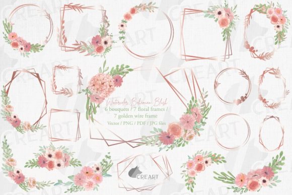 Blush Pink Wedding Flower Gold Templates: A Complete Design Kit