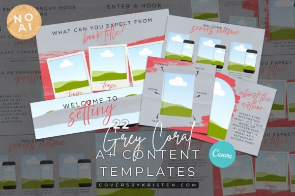 Elevate Your Book Listings with Grey A+ Content Author Canva Templates