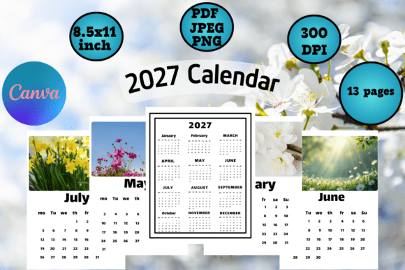 Master Your 2027 Schedule with Modern Colorful Canva Templates