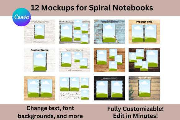 Spiral Notebook Mockup Templates Canva for Etsy Sellers