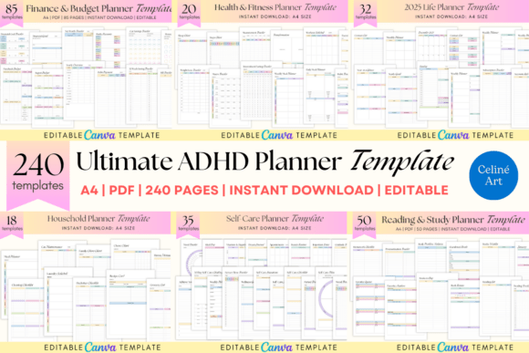 Ultimate ADHD Planner Templates Bundle: Your System for Focus